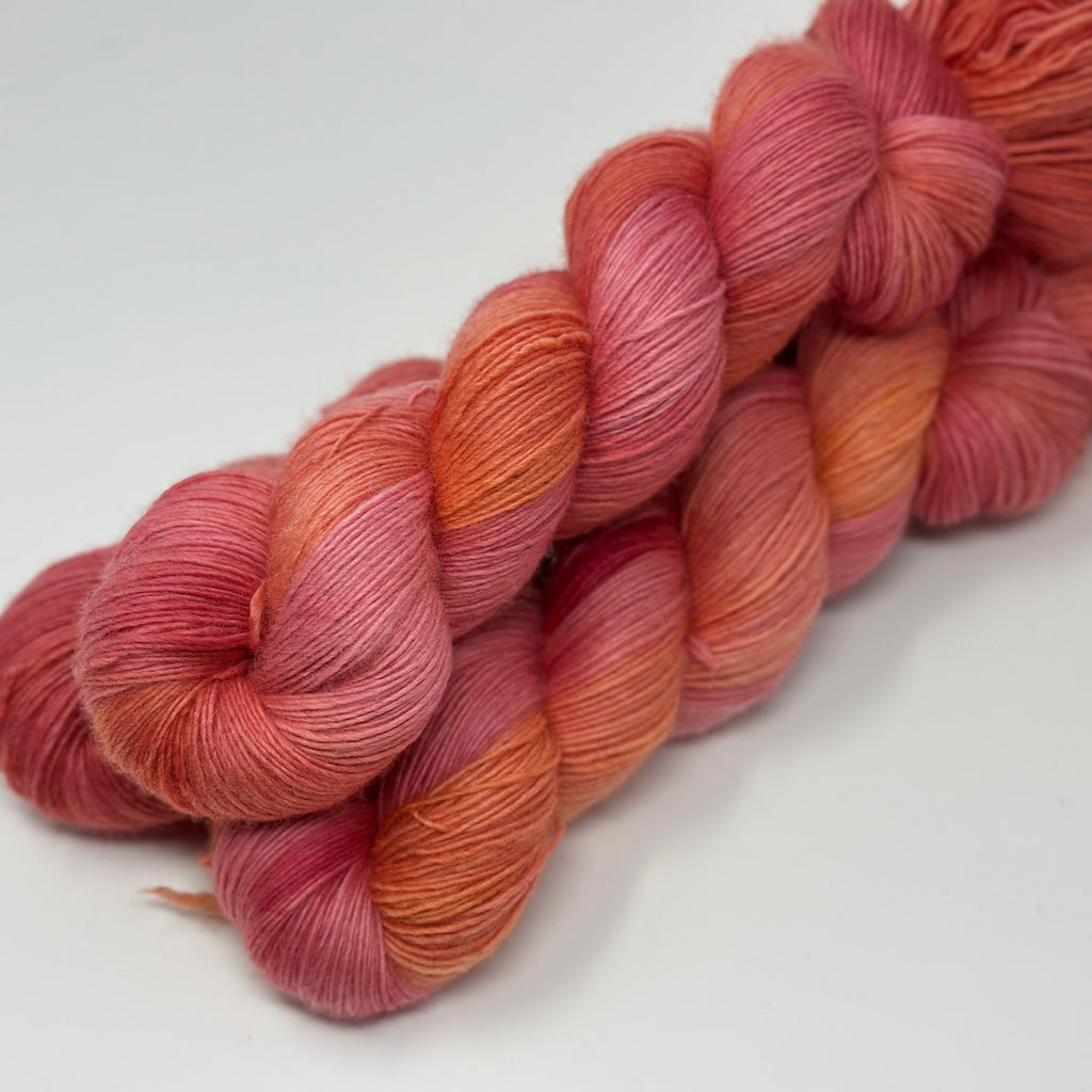 Organic Merino Fingering yarn in Blood Ways
